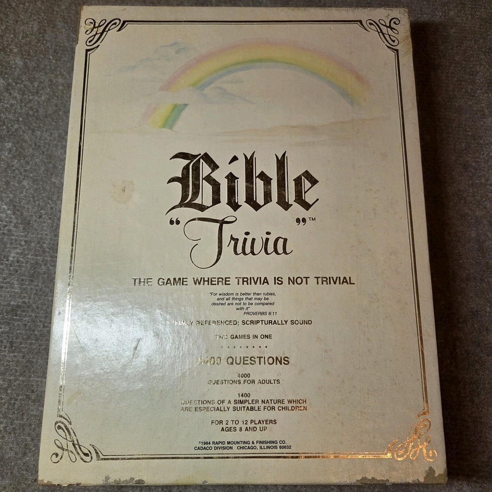VTG 1984 Cadaco Bible Trivia Board Game #811 Family Game COMPLETE Game Night